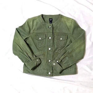 GAP Mock Neck Button Up Denim Jacket, Color Sage Green Size S